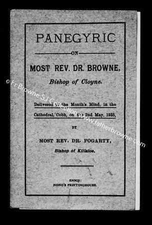 PANEGYRIC FOR BISHOP BROWNE COVER
